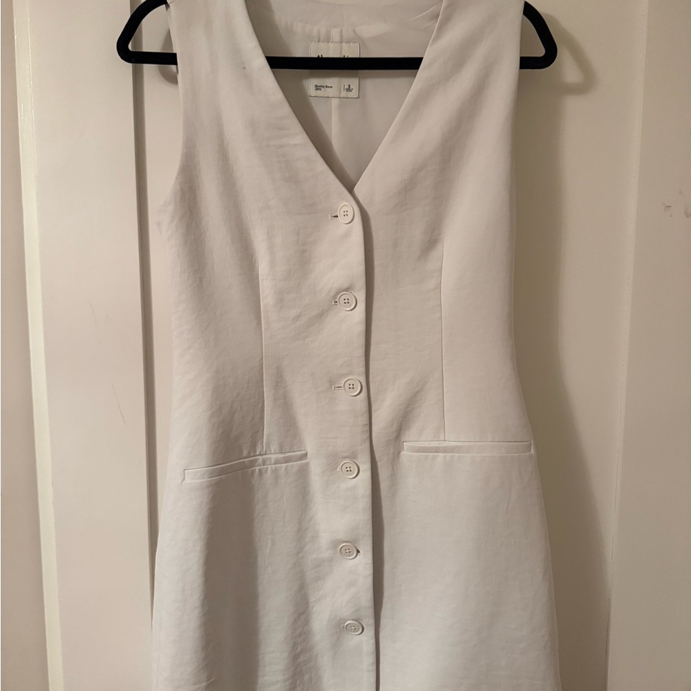 Abercrombie & Fitch White Button-Front Mini Dress